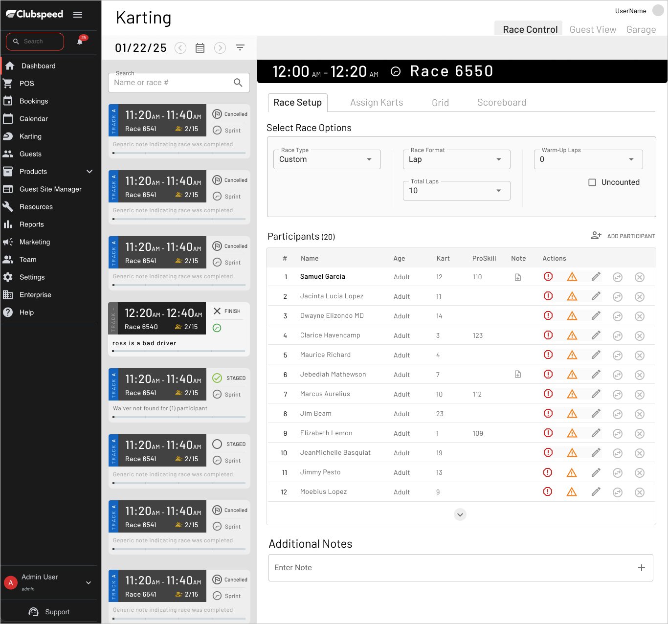iPad wireframe of the Race Info tab, version 2 revision 1