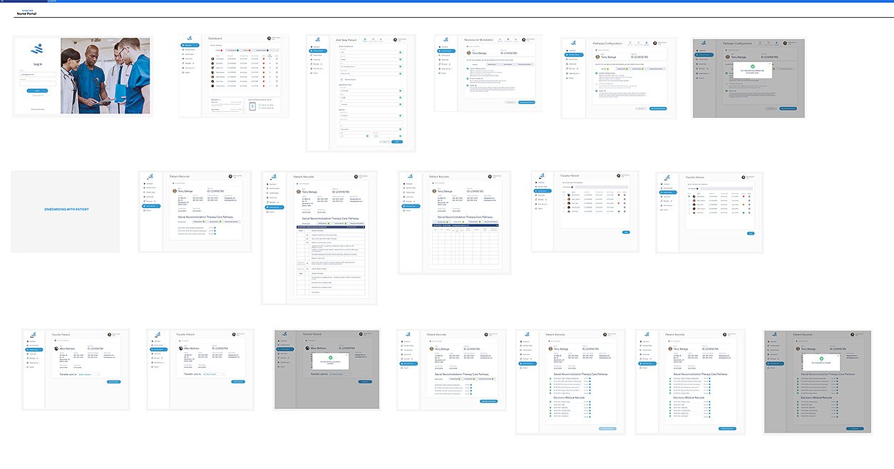 Overview of all 18 prototype screens